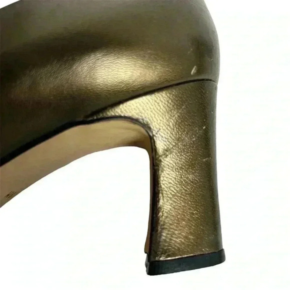 Etienne Aigner Women's Vintage Metallic Green Brown Leather Pumps Size 9 - Picture 11 of 14